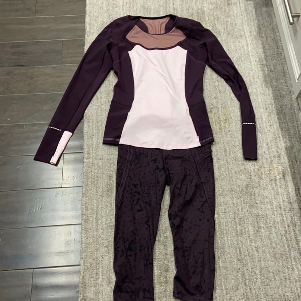 Lululemon W crop pants long sleeve shirt sz 2/6